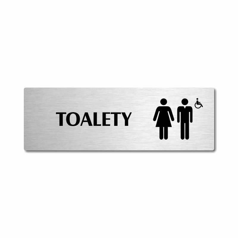 Toalety společné invalida, stříbrná popiska na dveře